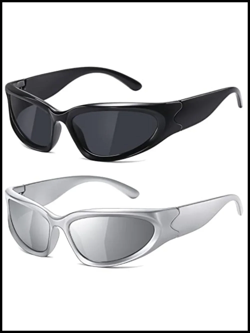 Y2K Wrap Around Sunglasses Oval Sporty Shades UV Protection